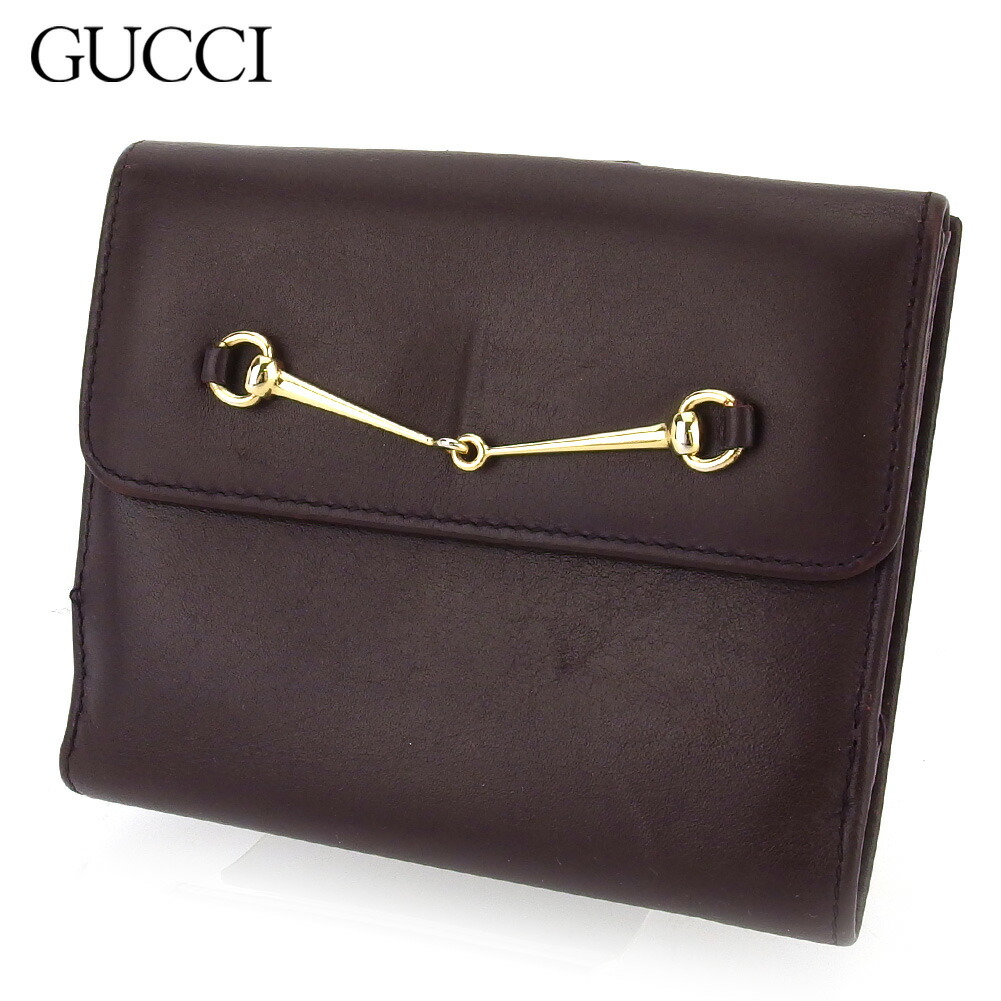 【雨季得SALE★21％OFFクーポン券】グッチ GUCCI 二つ折り紙入れ 導管ビット 赤銅色 ゴールド メンズ 中古 ブランド名 ご機嫌ブランド名 ヴィンテージ