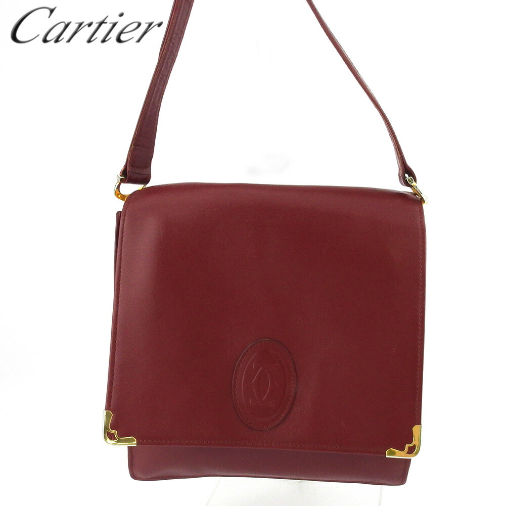 【週日制限事項SALE★24％OFF引き換え証】カルティエ CARTIER ショルダーバッグ 帆柱生産ライン ボルドーワイン ゴールド メンズ 中古 ブランド名 御機嫌ブランド名 ヴィンテージ