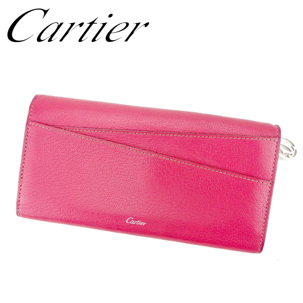 【土日BIG SALE★27％OFF引き換え証】カルティエ CARTIER 長紙入れ コレクションレマスト さくら色 しろがね色 レディース 中古 ブランド名 ご機嫌ブランド名 ヴィンテージ