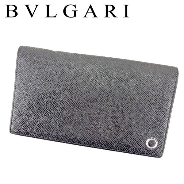 【お買い物マラソン★30％OFFクーポン】ブルガリ BVLGARI 長財布 ブルガリブルガリマン ブラック シルバー メンズ 中古 ブランド ハイブランド ヴィンテージ