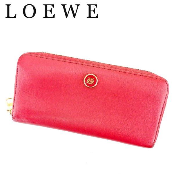 【月代わりの人大売り出し★29％OFFクーポン券】ロエベ LOEWE 長紙入れ アナグラムボタン サクラ色 ゴールド メンズ 中古 ブランド名 ご機嫌ブランド名 ヴィンテージ