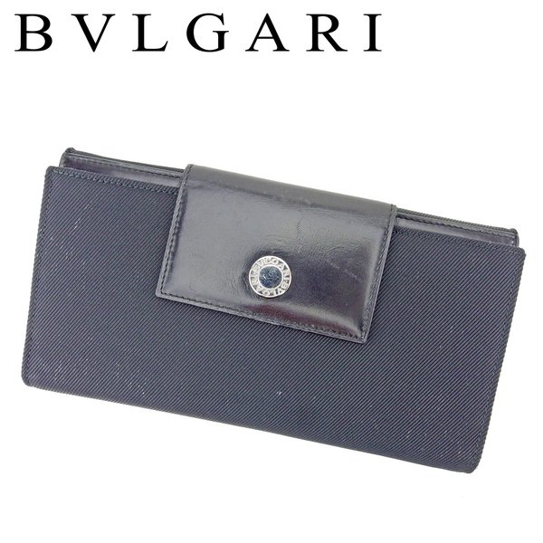 【月代わりの人大売り出し★29％OFFクーポン券】ブル小峡谷 BVLGARI 長紙入れ ロゴタイプ名取り草 黒いこと しろがね色 メンズ 中古 ブランド名 ご機嫌ブランド名 ヴィンテージ