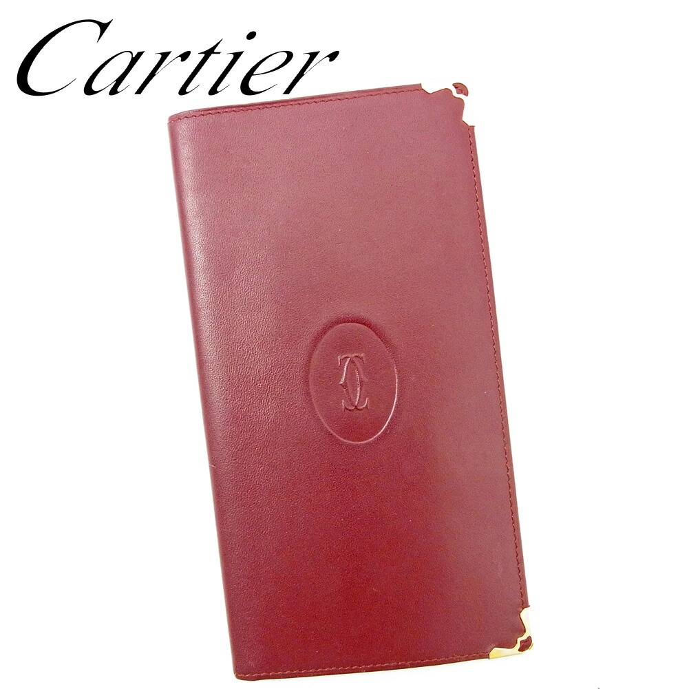【お買い出しマラソン★30％OFF引き換え証】カルティエ CARTIER 金入れ 帆檣伝達ルート ボルドーワイン メンズ 中古 ブランド名 ご機嫌ブランド名 ヴィンテージ 財布・ケース-バッグ・小物・ブランド雑貨-レディース財布