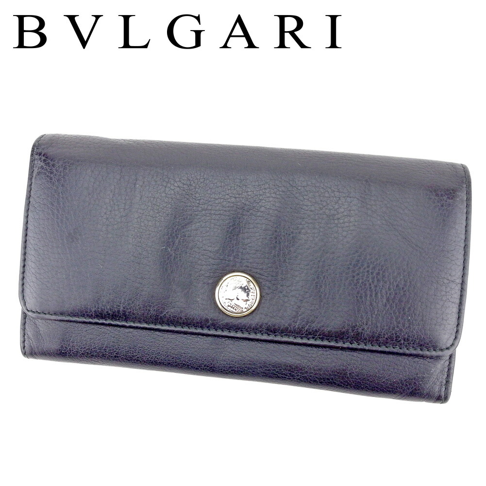 【雨季得SALE★21％OFFクーポン券】ブル小峡谷 BVLGARI 長紙入れ モネーテ 黒いこと しろがね色 ゴールド レディース 中古 ブランド名 ご機嫌ブランド名 ヴィンテージ