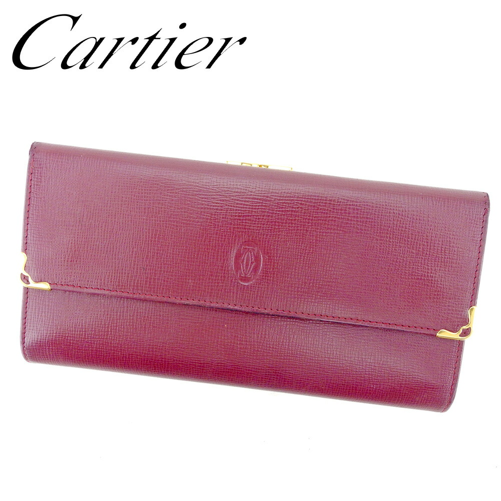 【月代わりの人大売り出し★29％OFFクーポン券】カルティエ CARTIER 長紙入れ 船檣伝達ルート ボルドーワイン ゴールド メンズ 中古 ブランド名 ご機嫌ブランド名 ヴィンテージ