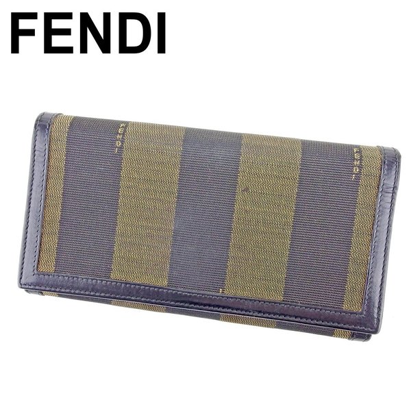 【新生活応援★29％OFFクーポン】フェンディ FENDI 長財布 ペカン ブラック　ベージュ レディース 中古 ブランド ハイブランド ヴィンテージ