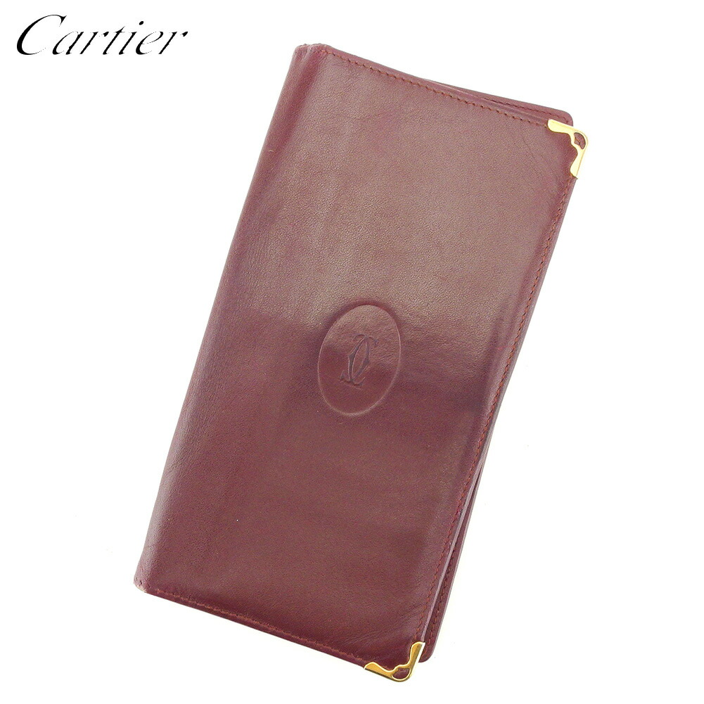 【月代わりの人大売り出し★29％OFFクーポン券】カルティエ CARTIER 紙入れ 船檣伝達ルート ボルドーワイン ゴールド レディース 中古 ブランド名 ご機嫌ブランド名 ヴィンテージ