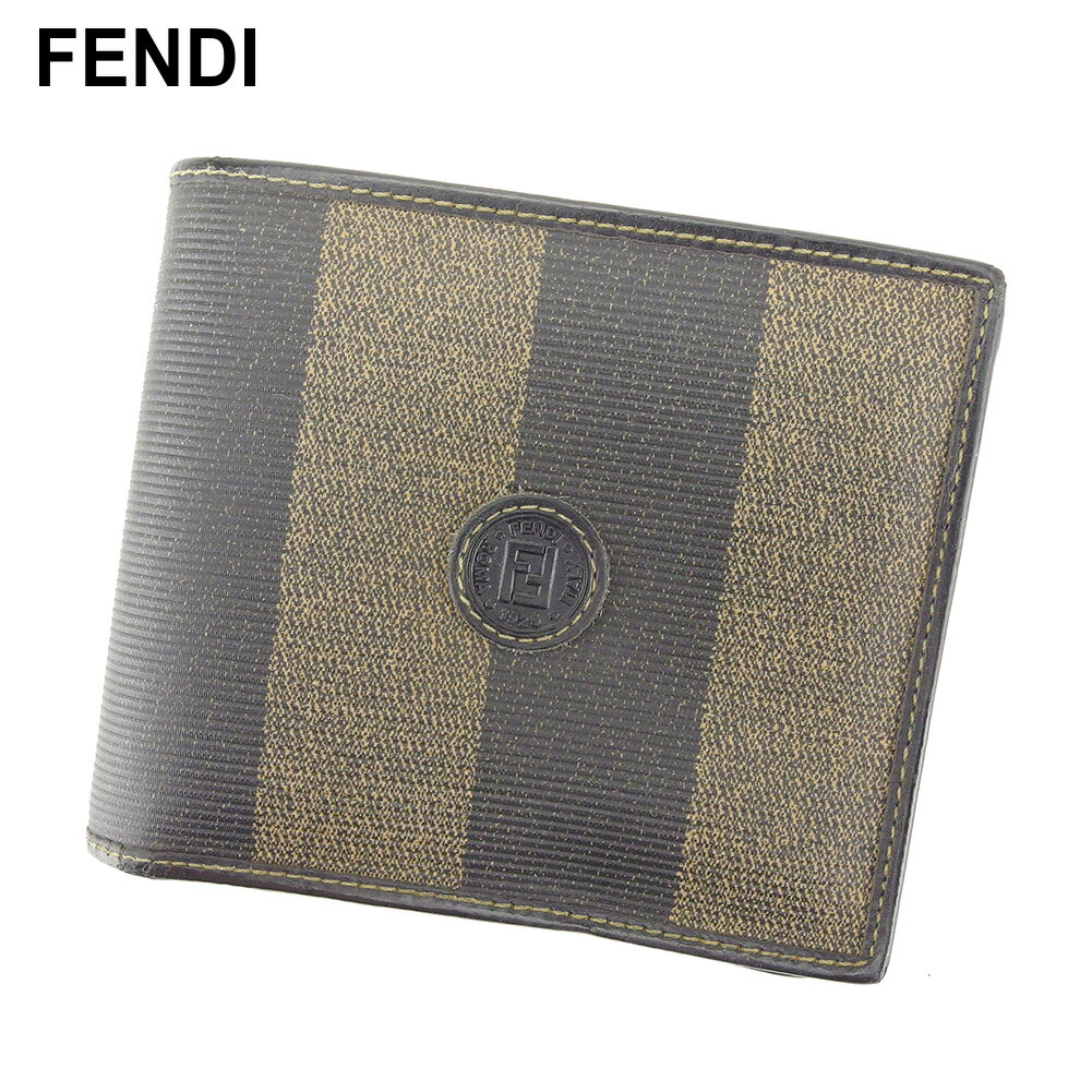 【土日BIG SALE★27％OFF引き換え証】フェンディ FENDI 二つ折り紙入れ ペカン 黒いこと ベージュ メンズ 中古 ブランド名 ご機嫌ブランド名 ヴィンテージ