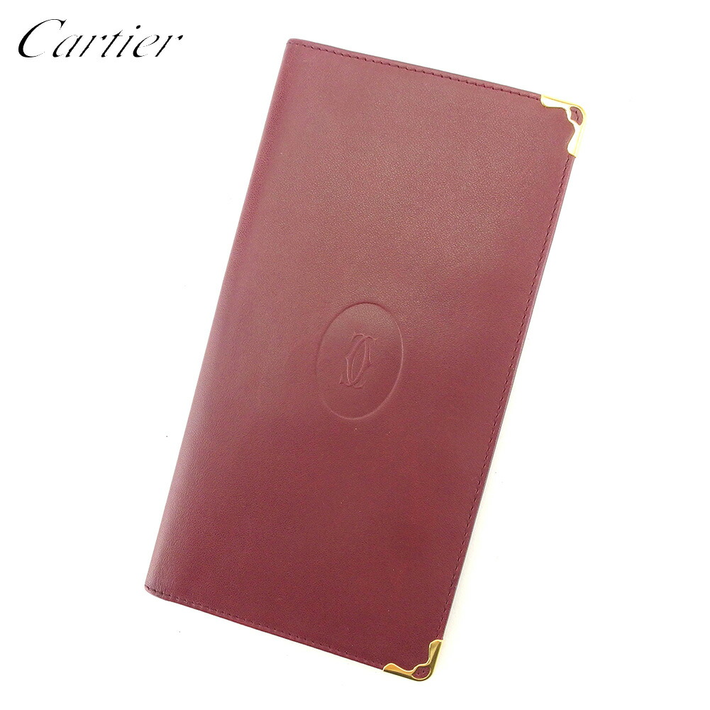 【雨季得SALE★21％OFF引き換え証】カルティエ CARTIER 紙入れ 帆柱生産ライン ボルドーワイン ゴールド レディース 中古 ブランド名 御機嫌ブランド名 ヴィンテージ