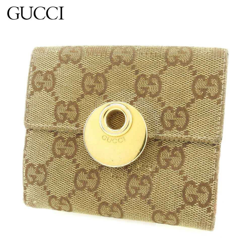 【Fashion Special Fair★24％OFFクーポン】グッチ GUCCI 二つ折り財布 GG柄 ベージュ ピンク メンズ 中古 ブランド ハイブランド ヴィンテージ