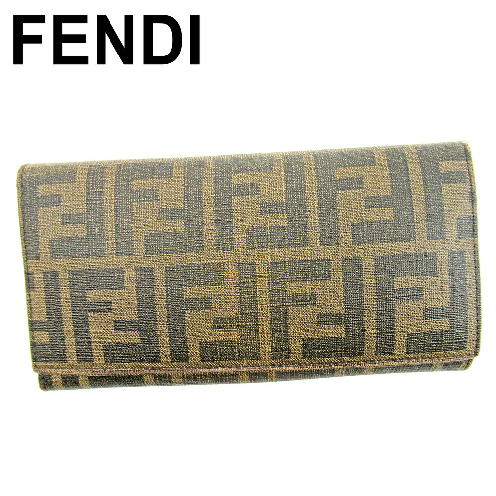 【雨季得SALE★21％OFFクーポン券】フェンディ FENDI 長紙入れ ズッカ 赤銅色 ベージュ 黒いこと メンズ 中古 ブランド名 ご機嫌ブランド名 ヴィンテージ