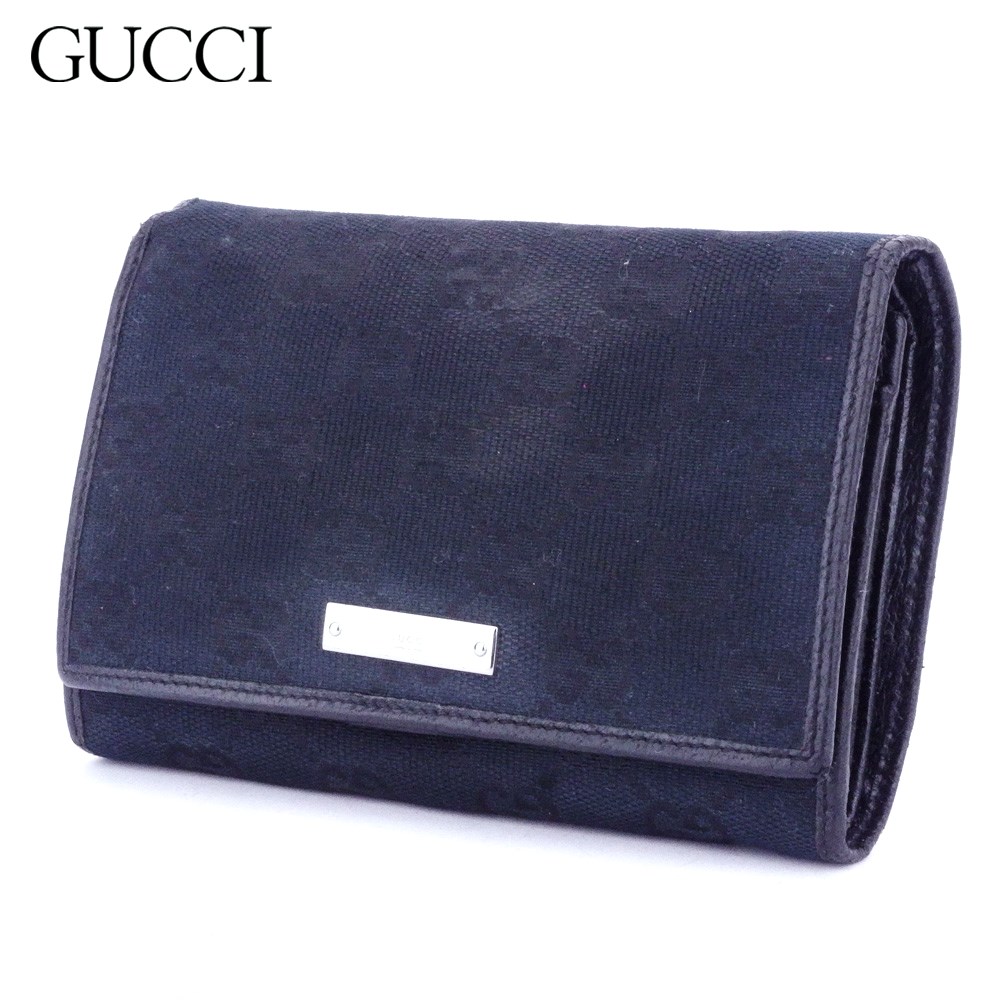 【Fashion Special Fair★24％OFFクーポン】グッチ GUCCI 長財布 GGキャンバス ブラック シルバー メンズ 中古 ブランド ハイブランド ヴィンテージ