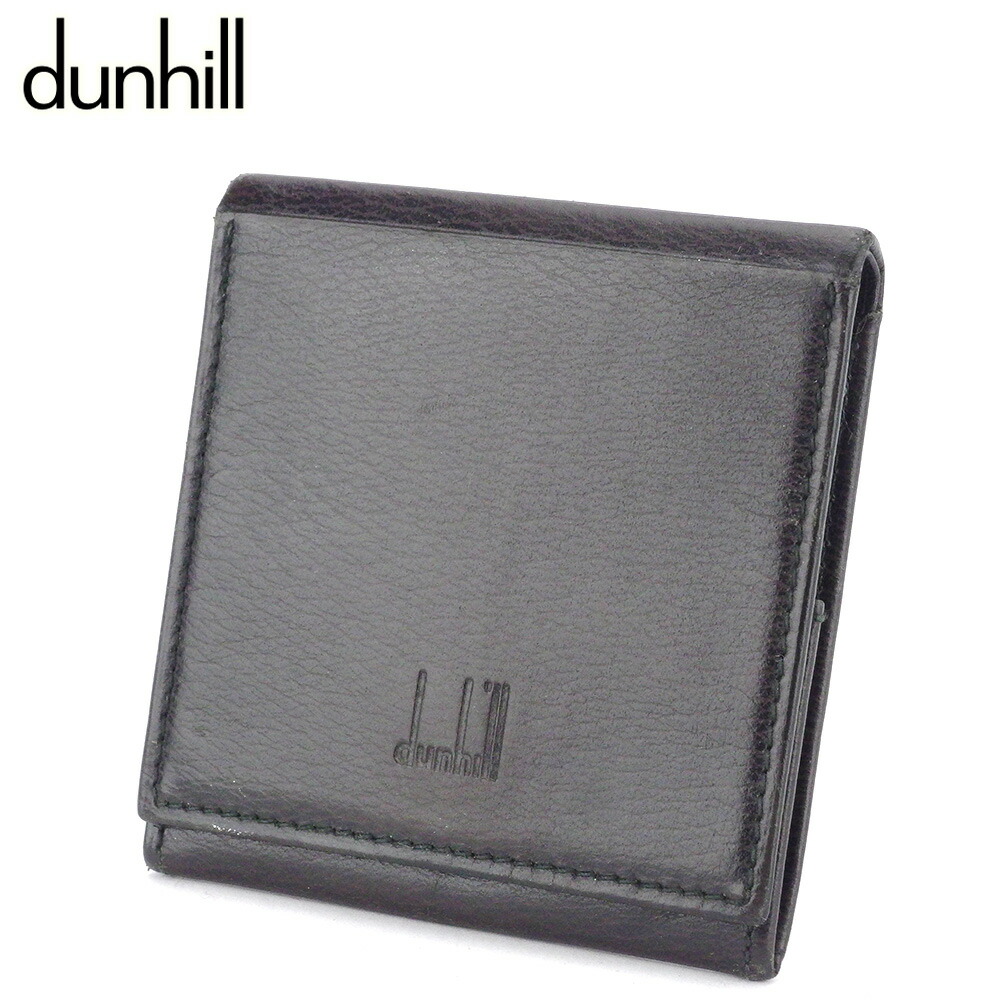 【お買い物マラソン★30％OFFクーポン】ダンヒル Dunhill コインケース ロゴ スクエアフォルム ブラウン ブラック メンズ 中古 ブランド ハイブランド ヴィンテージ