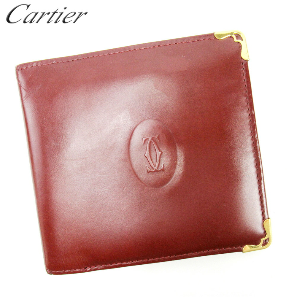 【お買い物マラソン★30％OFFクーポン】カルティエ CARTIER 二つ折り財布 マストライン ボルドー レディース 中古 ブランド ハイブランド ヴィンテージ