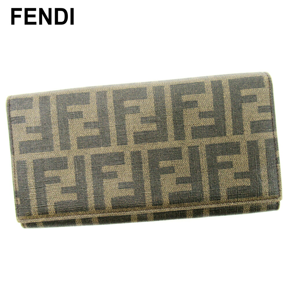【土日BIG SALE★27％OFF引き換え証】フェンディ FENDI 長紙入れ ズッカ ベージュ 赤銅色 黒いこと メンズ 中古 ブランド名 ご機嫌ブランド名 ヴィンテージ