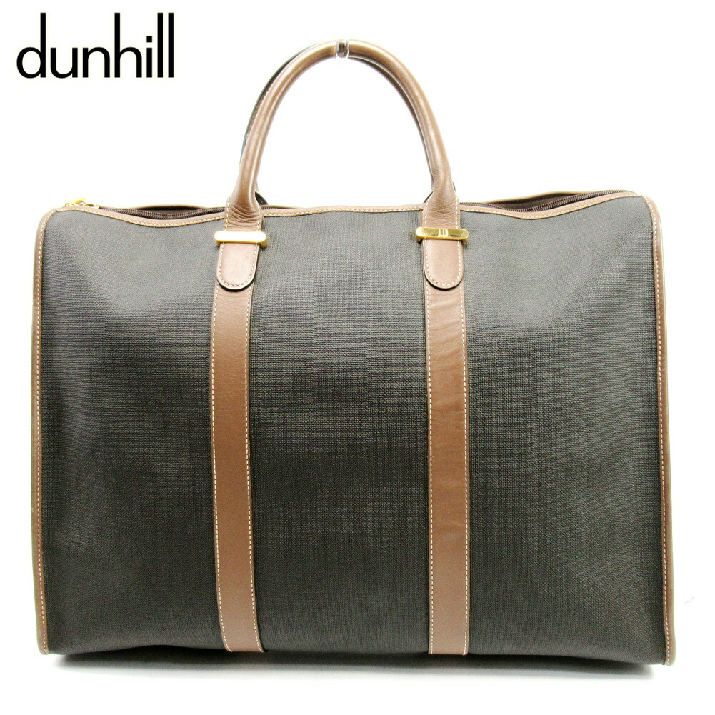 【お買い物マラソン★30％OFFクーポン】ダンヒル Dunhill ボストンバッグ ヘリンボーン ブラック　ブラウン メンズ 中古 ブランド ハイブランド ヴィンテージ