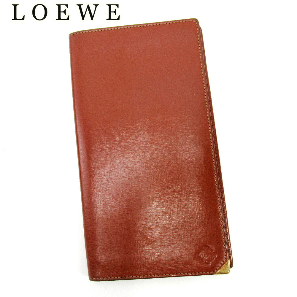 【お買い物マラソン★30％OFFクーポン】ロエベ LOEWE 札入れ アナグラム ブラウン メンズ 中古 ブランド ハイブランド ヴィンテージ