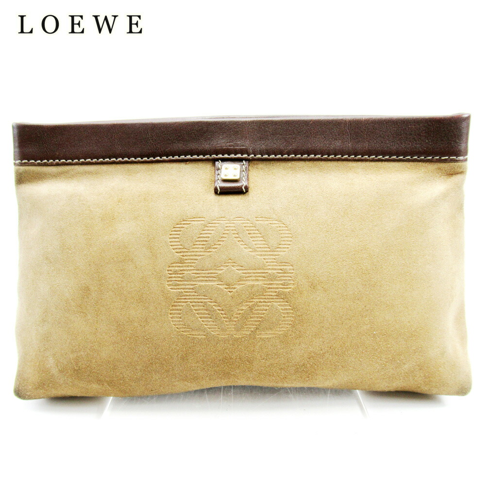 【百貨店SALE★最大限度50％OFF】ロエベ LOEWE クラッチペダル御徒面子 アナ瓦 ベージュ メンズ 中古 ブランド名 ご機嫌ブランド名 ヴィンテージ