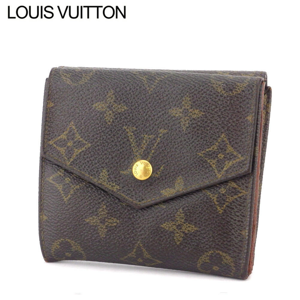 【新生活応援★29％OFFクーポン】ルイ・ヴィトン LOUIS VUITTON 二つ折り財布 モノグラム ポルトモネビエ（旧タイプ） ブラウン ベージュ ゴールド メンズ 中古 ブランド ハイブランド ヴィンテージ