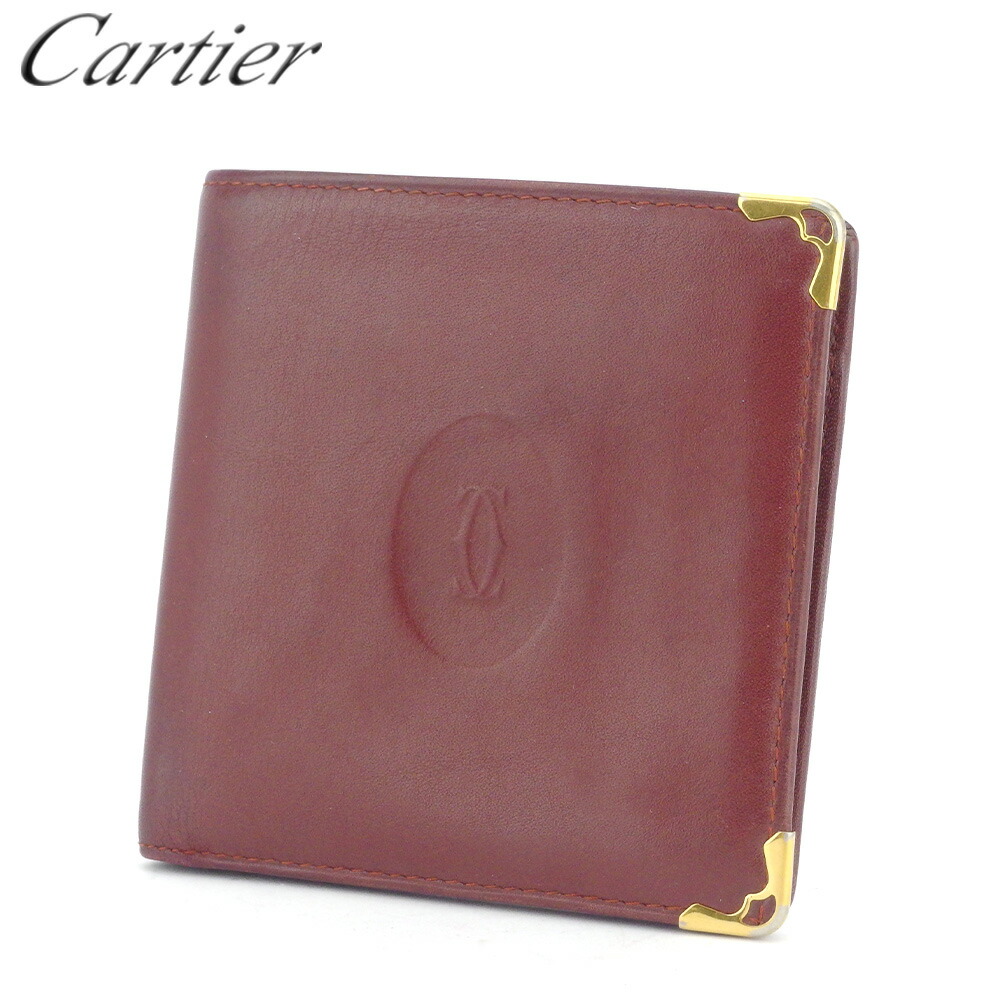 【月代わりの人大売り出し★29％OFFクーポン券】カルティエ CARTIER 二つ折り紙入れ 船檣伝達ルート ボルドーワイン ゴールド メンズ 中古 ブランド名 ご機嫌ブランド名 ヴィンテージ