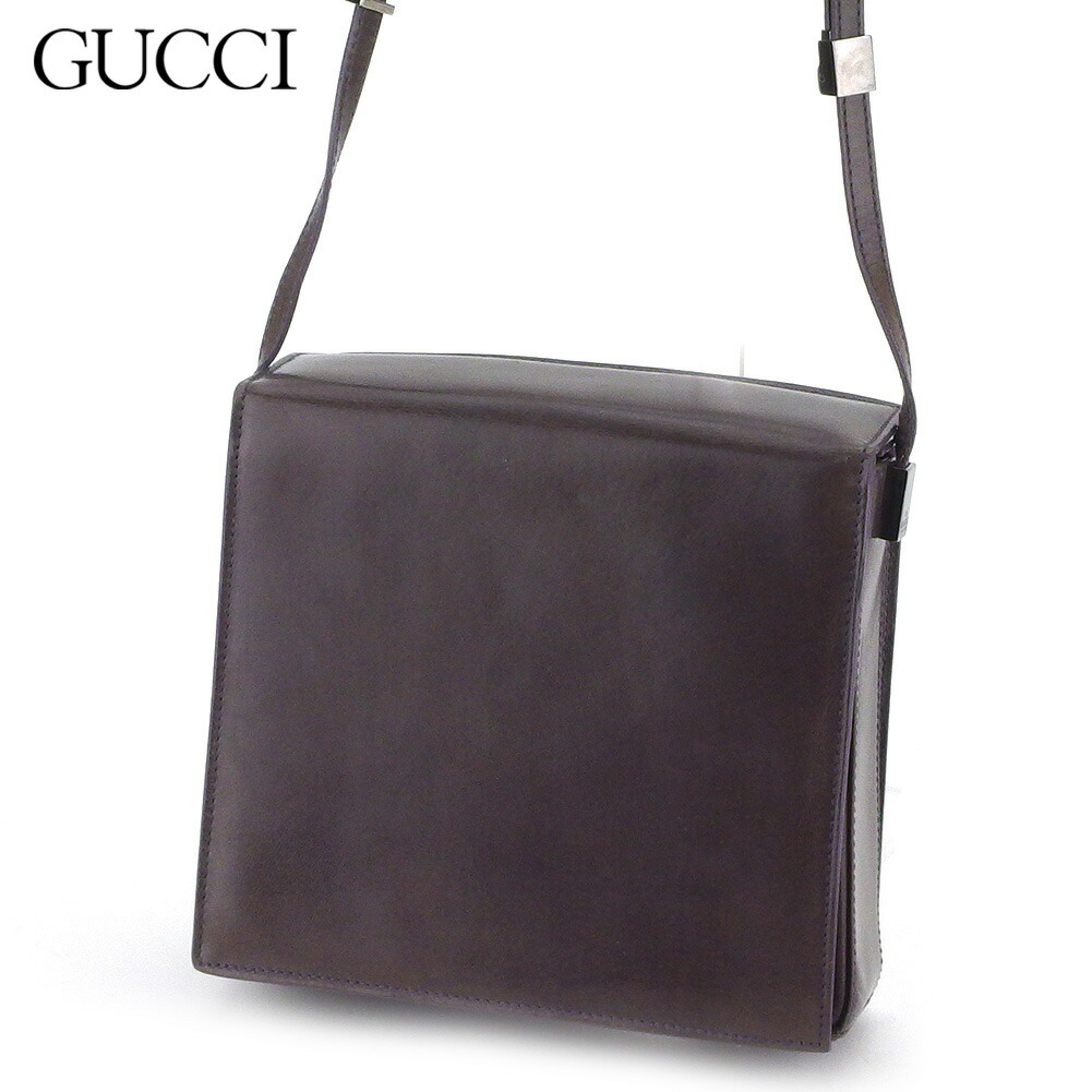 【新生活応援★29％OFFクーポン】グッチ GUCCI ショルダーバッグ スクエアフォルム チャコールグレー×ブラックシルバー メンズ 中古 ブランド ハイブランド ヴィンテージ