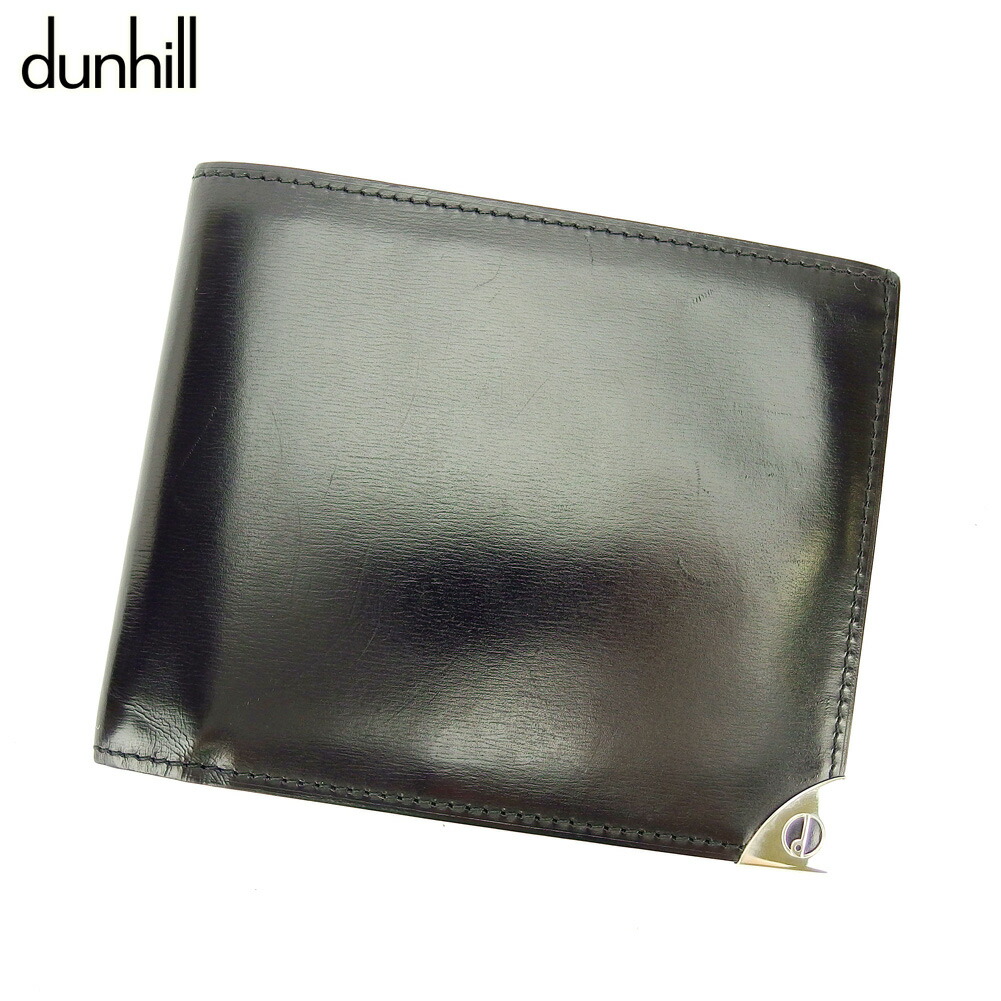 【月代わりの人大売り出し★29％OFFクーポン券】ダン吸血鬼 Dunhill 紙入れ 英国の首都表現スタイル 黒いこと しろがね色 メンズ 中古 ブランド名 ご機嫌ブランド名 ヴィンテージ