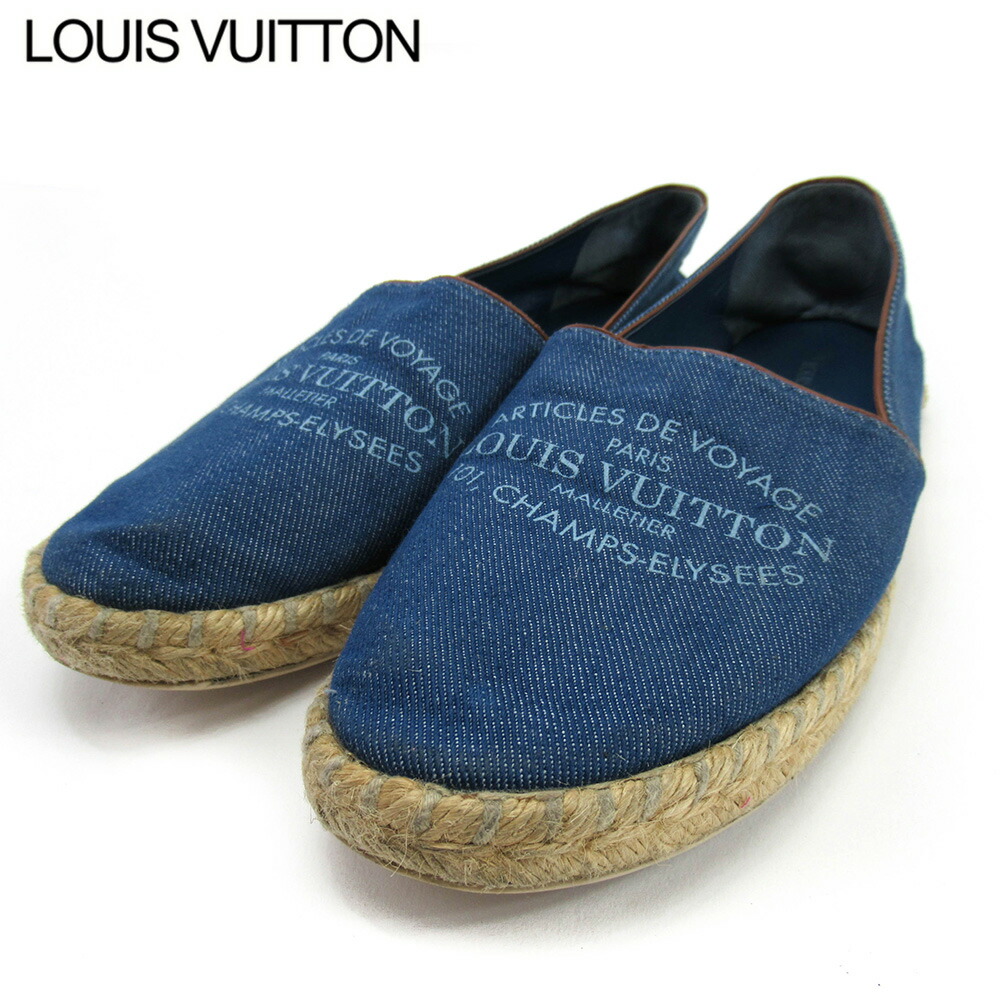 【お買い物マラソン★30％OFFクーポン】ルイ・ヴィトン LOUIS VUITTON スリッポン ♯37ハーフ ブルー メンズ 中古 ブランド ハイブランド ヴィンテージ