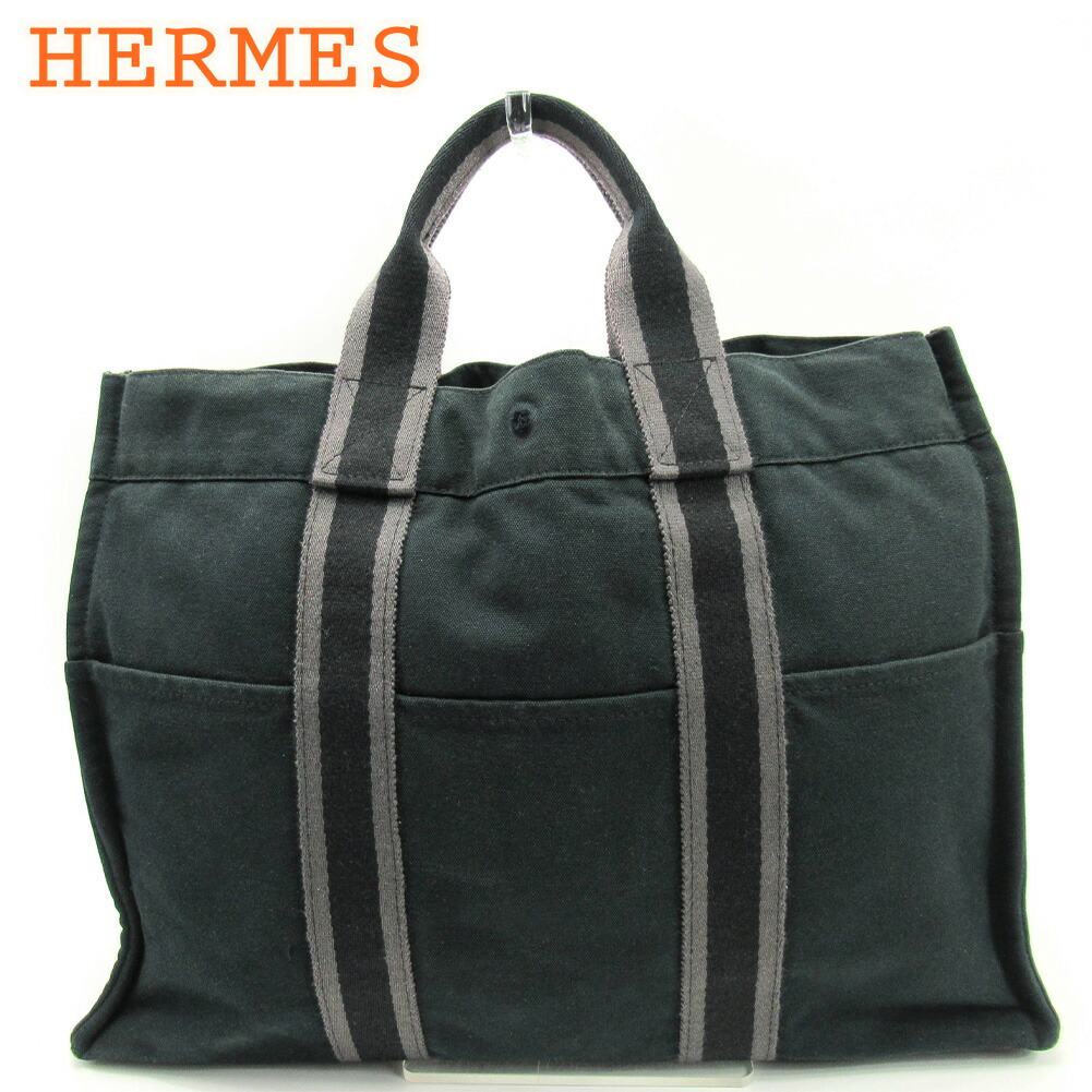 【お買い物マラソン★30%OFFクーポン】エルメス HERMES トートバッグ フールトゥ フールトゥトートMM ブラック グレー 灰色 メンズ 中古 ブランド ハイブランド ヴィンテージ|ブランドデポ