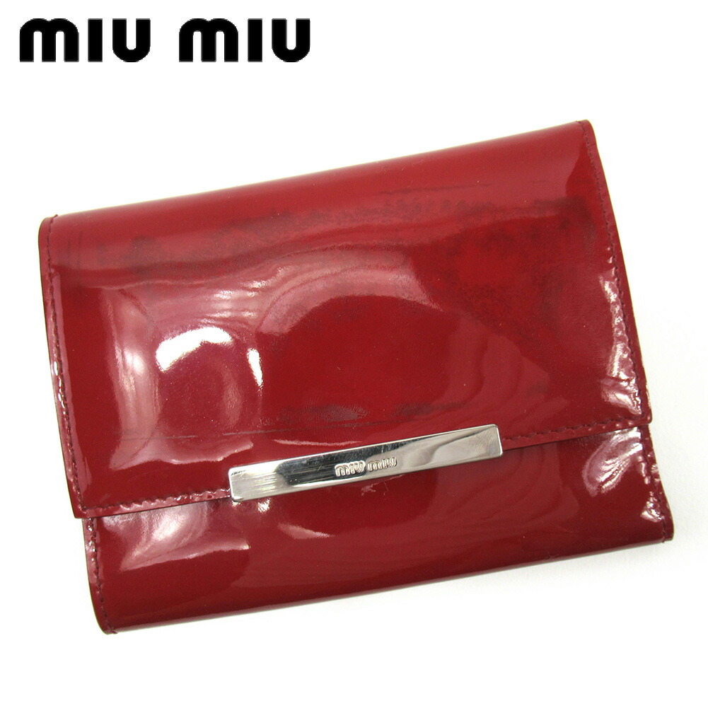 【お買い物マラソン★30％OFFクーポン】ミュウミュウ MIUMIU 三つ折り財布 ボルドー メンズ 中古 ブランド ハイブランド ヴィンテージ 9,747円