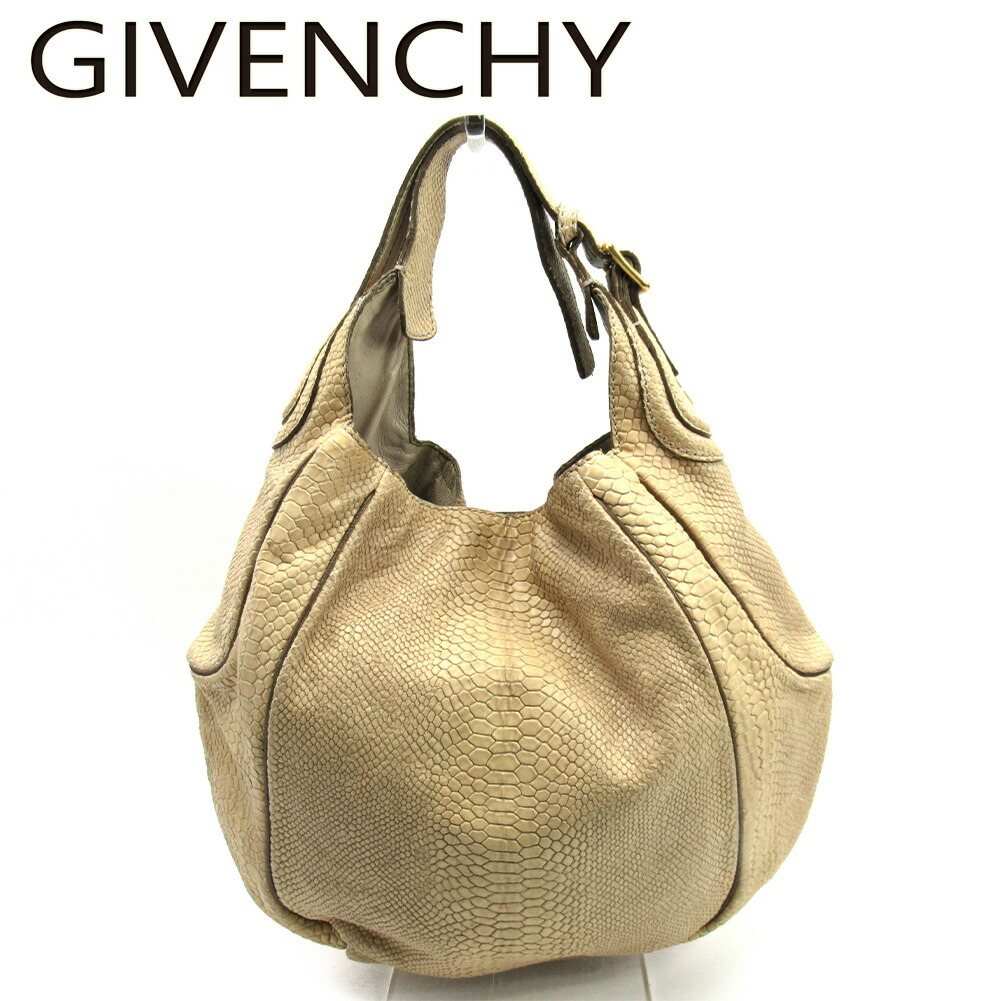 【新生活応援★29％OFFクーポン】ジバンシィ GIVENCHY ハンドバッグ パイソン型押し ベージュ メンズ 中古 ブランド ハイブランド ヴィンテージ