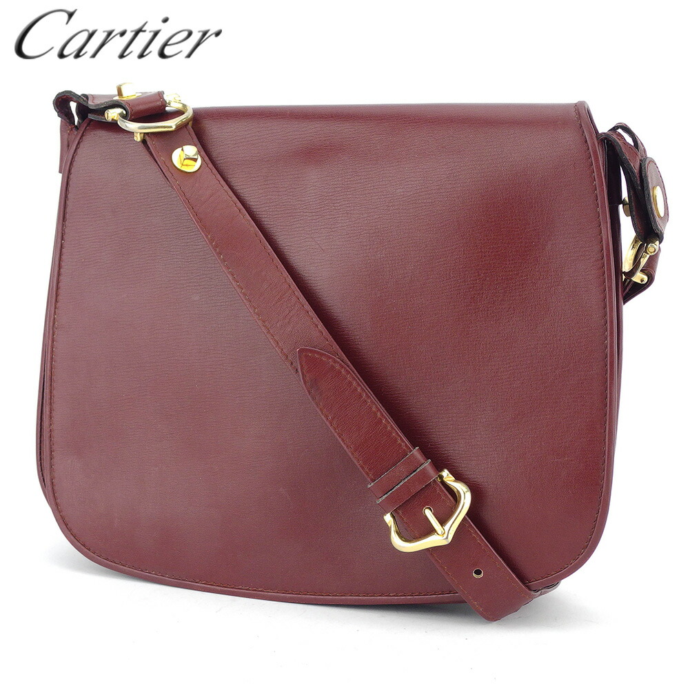 【お買い物マラソン★30%OFFクーポン】カルティエ CARTIER ショルダーバッグ マストライン ボルドー ゴールド メンズ 中古 ブランド ハイブランド ヴィンテージ