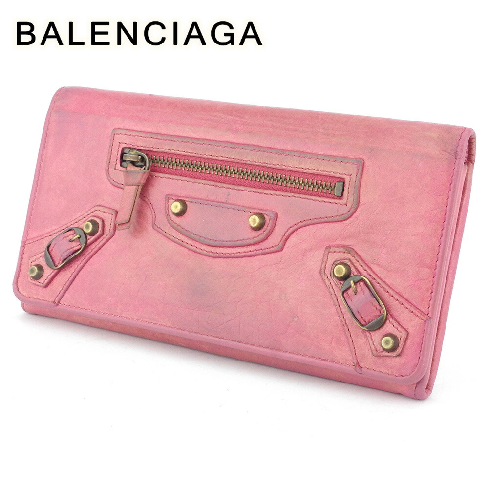 【お買い物マラソン★30％OFFクーポン】バレンシアガ BALENCIAGA 長財布 クラシックマネー ザマネー ピンク ゴールド メンズ 中古 ブランド ハイブランド ヴィンテージ