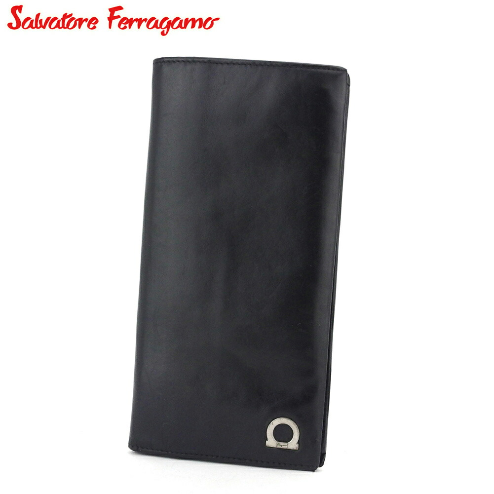 【お買い物マラソン★30％OFFクーポン】サルヴァトーレフェラガモ Salvatore Ferragamo 長財布 ガンチーニ ブラック メンズ 中古 ブランド ハイブランド ヴィンテージ