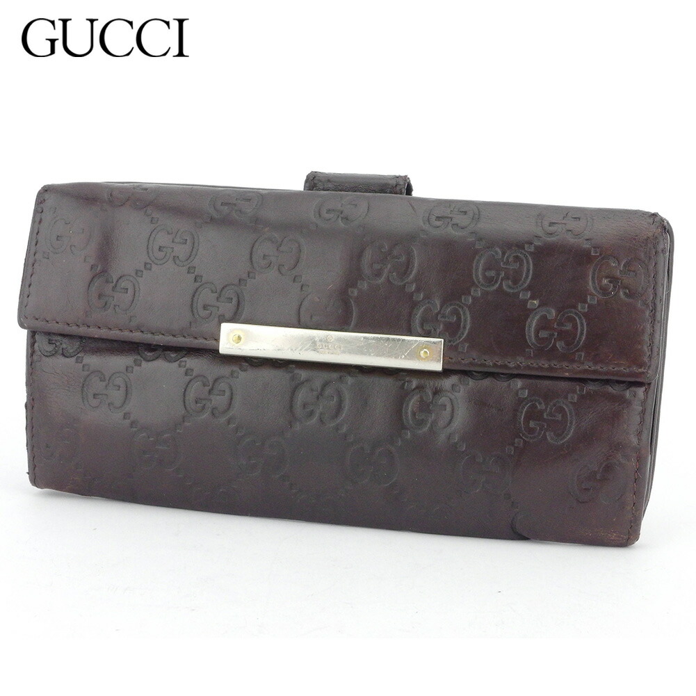 【お買い物マラソン★30％OFFクーポン】グッチ GUCCI 長財布 グッチシマ ブラウン メンズ 中古 ブランド ハイブランド ヴィンテージ