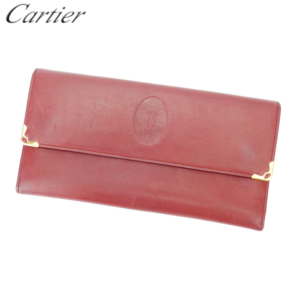 【月代わりの人大売り出し★29％OFFクーポン券】カルティエ CARTIER 長紙入れ 船檣伝達ルート ボルドーワイン ゴールド メンズ 中古 ブランド名 ご機嫌ブランド名 ヴィンテージ