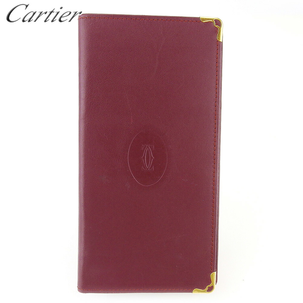 【月代わりの人大売り出し★29％OFFクーポン券】カルティエ CARTIER 紙入れ 船檣伝達ルート ボルドーワイン ゴールド レディース 中古 ブランド名 ご機嫌ブランド名 ヴィンテージ