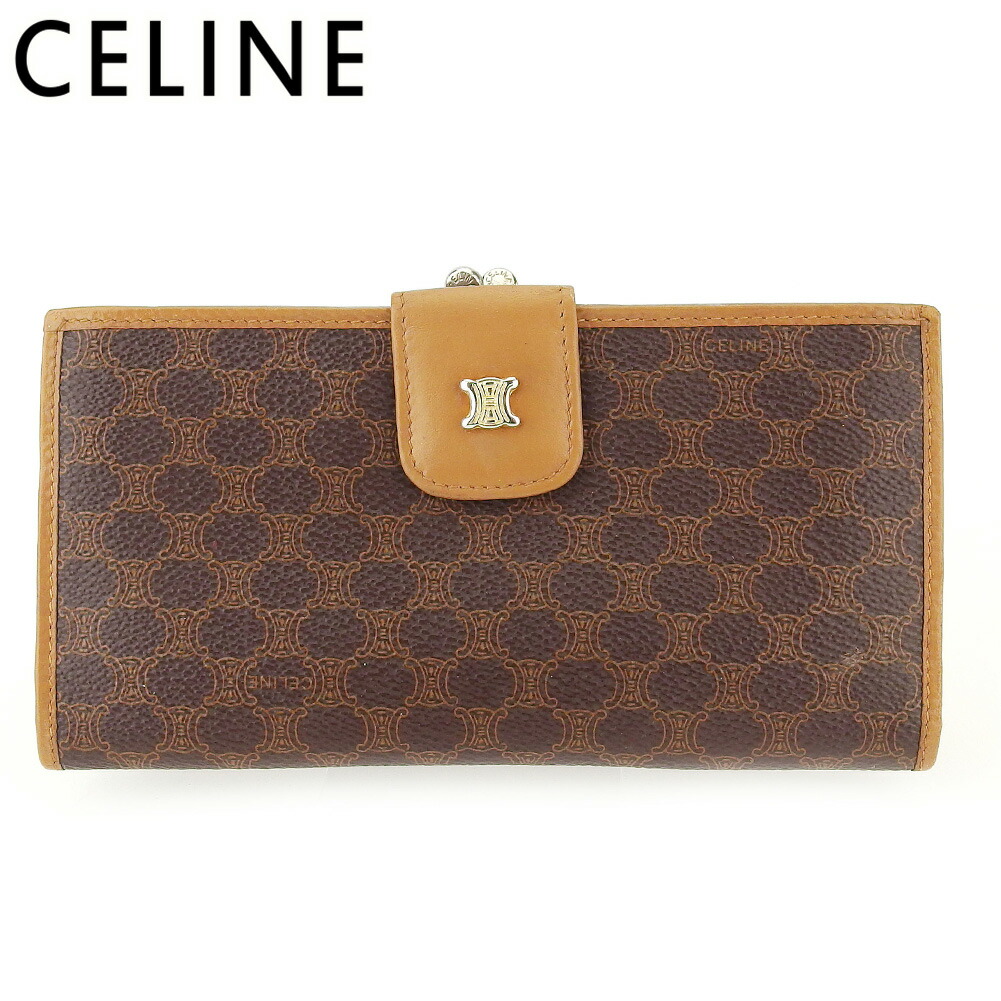 【雨季得SALE★21％OFFクーポン券】セリーヌ CELINE 長紙入れ マカダム 赤銅色 ベージュ レディース 中古 ブランド名 ご機嫌ブランド名 ヴィンテージ