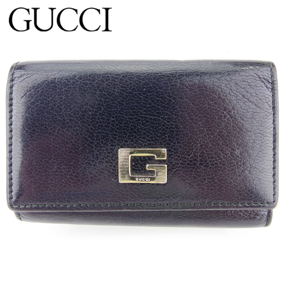 【お買い物マラソン★30％OFFクーポン】グッチ GUCCI キーケース Gマーク ブラック ゴールド メンズ 中古 ブランド ハイブランド ヴィンテージ