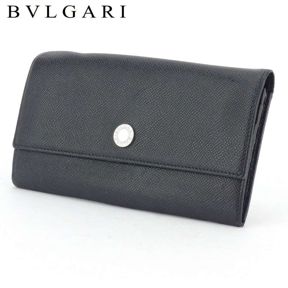 【月代わりの人大売り出し★29％OFFクーポン券】ブル小峡谷 BVLGARI 長紙入れ ロゴタイプ名取り草 黒いこと しろがね色 メンズ 中古 ブランド名 ご機嫌ブランド名 ヴィンテージ
