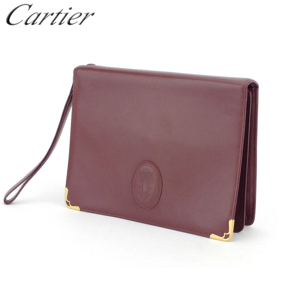 【百貨店SALE★最大限度50％OFF】カルティエ CARTIER クラッチペダル御徒面子 帆檣伝達ルート ボルドーワイン ゴールド メンズ 中古 ブランド名 ご機嫌ブランド名 ヴィンテージ