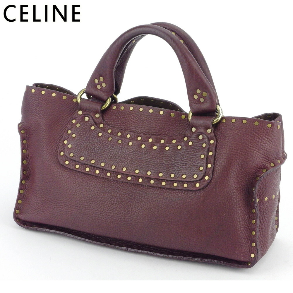 【Fashion Special Fair★24％OFFクーポン】セリーヌ CELINE ハンドバッグ ブギーバッグ ボルドー ゴールド メンズ 中古 ブランド ハイブランド ヴィンテージ