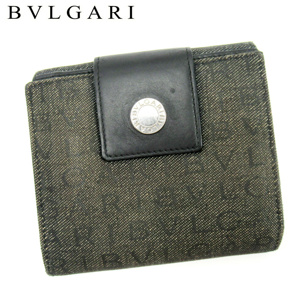 【お買い物マラソン★30％OFFクーポン】ブルガリ BVLGARI 二つ折り財布 ロゴマニア ブラック メンズ 中古 ブランド ハイブランド ヴィンテージ