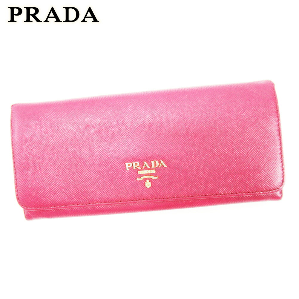 【お買い物マラソン★30％OFFクーポン】プラダ PRADA 長財布 ピンク メンズ 中古 ブランド ハイブランド ヴィンテージ