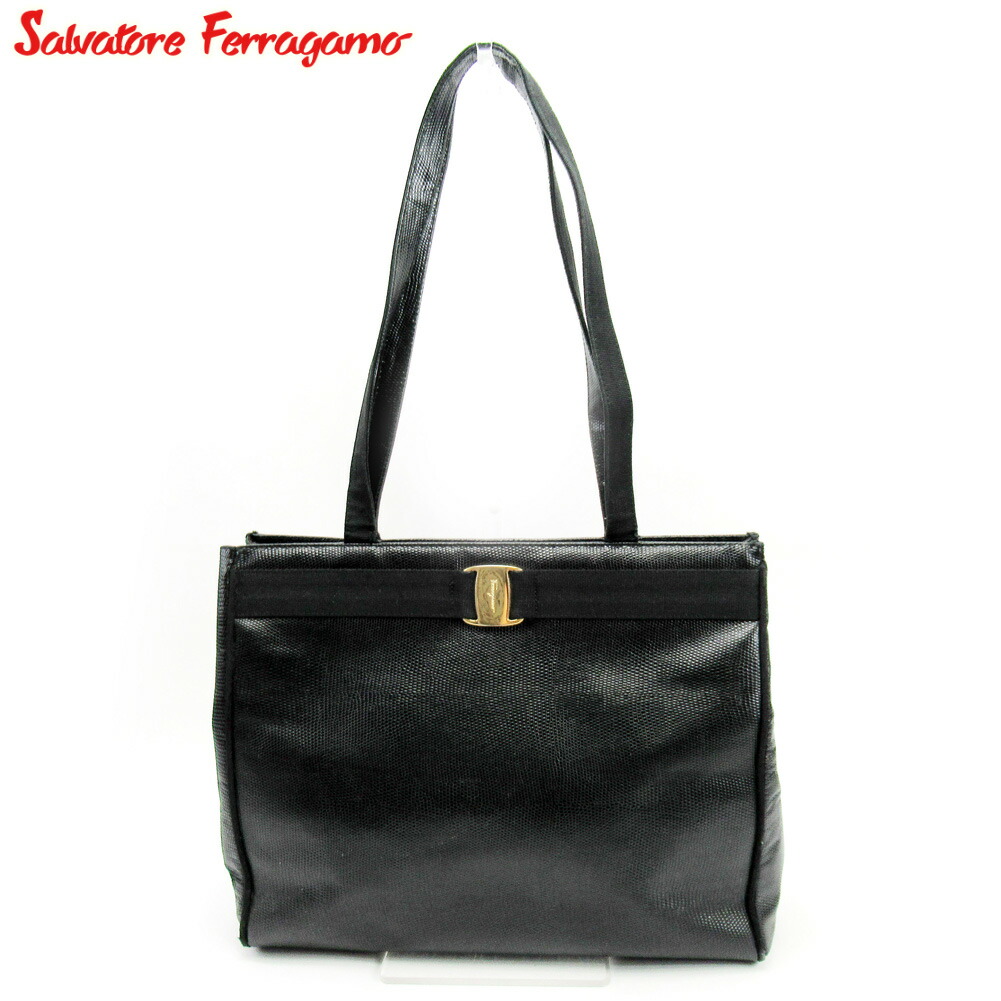 【お買い物マラソン★30％OFFクーポン】サルヴァトーレフェラガモ Salvatore Ferragamo トートバッグ ヴァラ金具 ブラック メンズ 中古 ブランド ハイブランド ヴィンテージ｜ブランドデポ