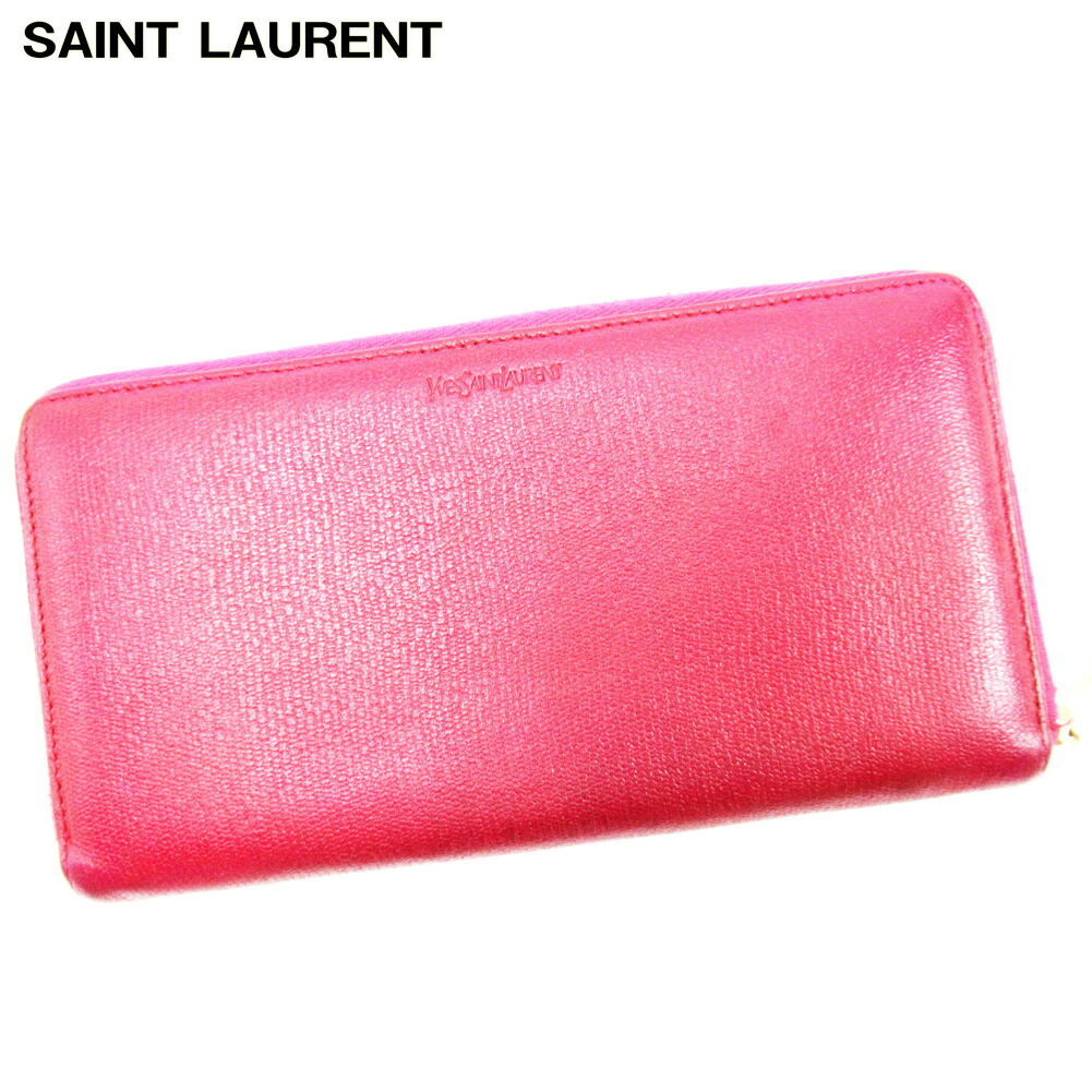 【雨季得SALE★21％OFFクーポン券】サンローラン SAINT LAURENT 長紙入れ サクラ色 メンズ 中古 ブランド名 ご機嫌ブランド名 ヴィンテージ