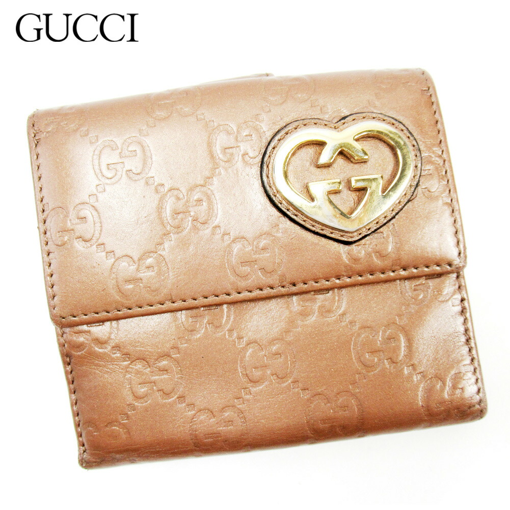 【月代わりの人大売り出し★29％OFFクーポン券】グッチ GUCCI 二つ折り紙入れ グッチシマ サクラ色 レディース 中古 ブランド名 ご機嫌ブランド名 ヴィンテージ
