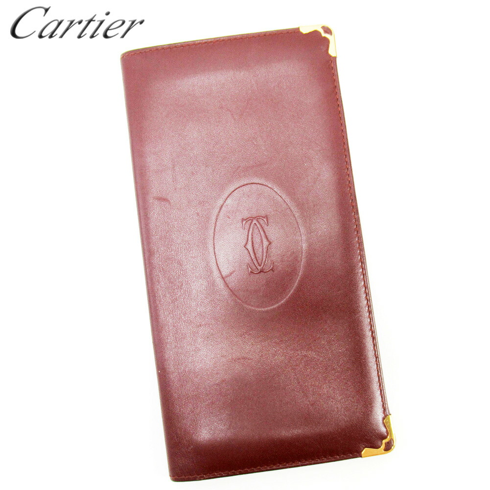 【Fashion Special Fair★28％OFF引き換え証】カルティエ CARTIER 金入れ 帆檣伝達ルート ボルドーワイン レディース 中古 ブランド名 ご機嫌ブランド名 ヴィンテージ 財布・ケース-レディース財布-バッグ・小物・ブランド雑貨