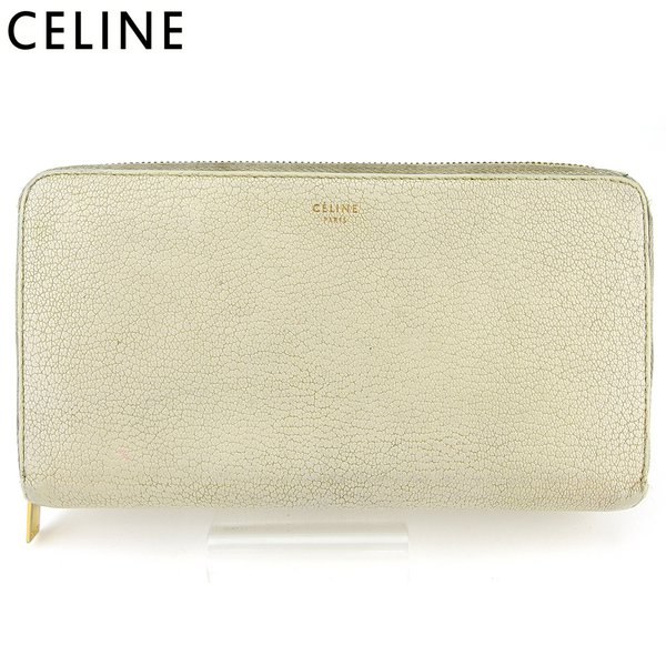 【Fashion Special Fair★24％OFFクーポン】セリーヌ CELINE 長財布 ロゴ ベージュ ゴールド ブラック レディース 中古 ブランド ハイブランド ヴィンテージ