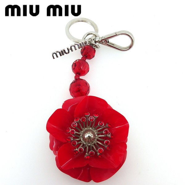 miumiu ミュウミュウ クリスタル ビジュー キーリング MIU MIU - miu miu クリスタルモチーフ キーリングの通販 by