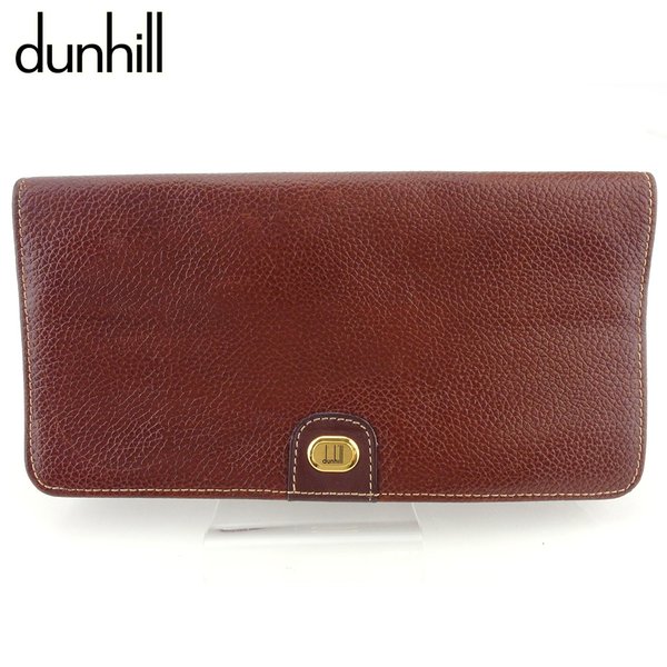 【お買い物マラソン★30％OFFクーポン】ダンヒル Dunhill 長財布 ロゴプレート ブラウン ゴールド レディース 中古 ブランド ハイブランド ヴィンテージ｜ブランドデポ
